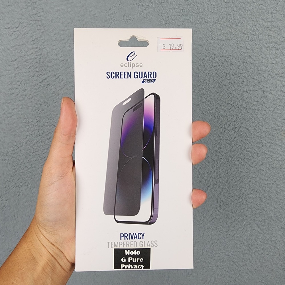 Eclipse Privacy Tempered Glass Screen Protector Moto G Pure Black Anti Spy New